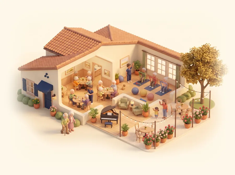 Illustration of a senior living community